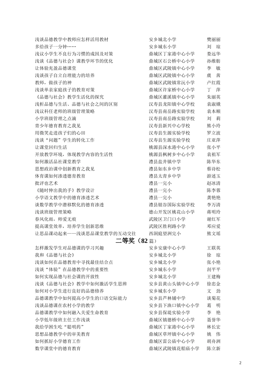 关于2010年度小学德育课程优秀论文_第2页