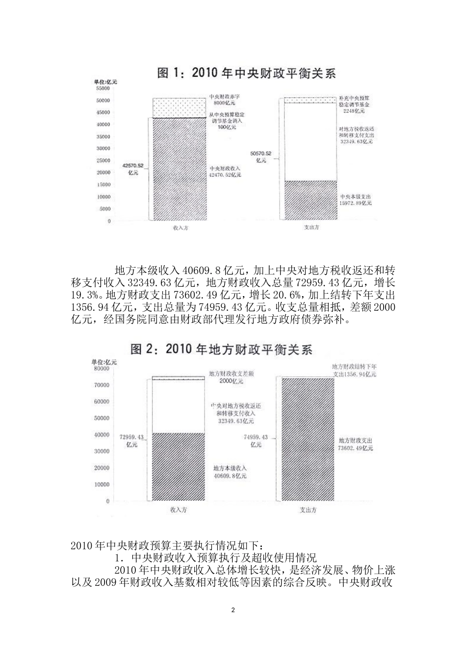 关于2010年中央和地方预算执行情况与2011年中央和地方预算草案的报告_第2页
