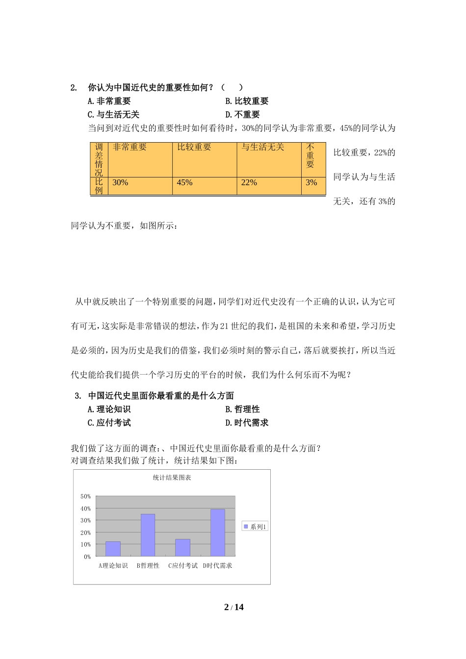 关于大学生对《中国近现代史纲要》课程的认识调研的调查报告_第2页