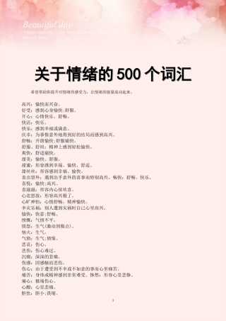 关于情绪的500个词汇