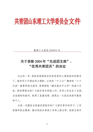 共青团山东理工大学委员会文件