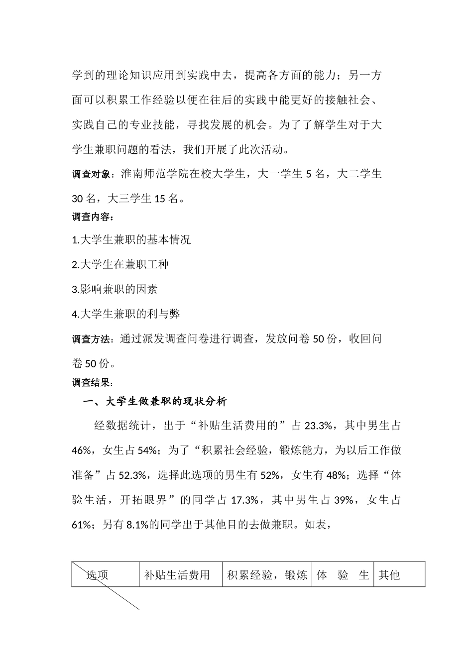 关于大学生兼职的社会调查报告_第2页
