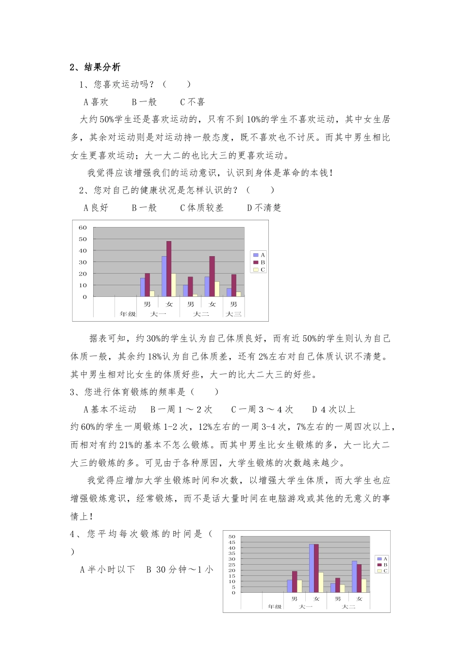 关于大学生课后体育锻炼情况的调查报告_第3页