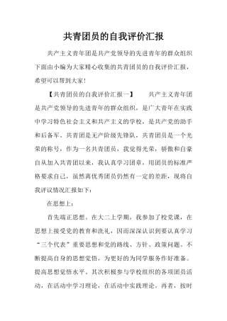 共青团员的自我评价汇报