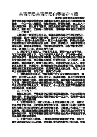 共青团员共青团员自我鉴定4篇