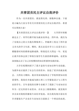 共青团员民主评议自我评价