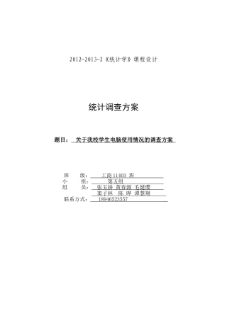 关于大学生使用电脑情况统计调查方案