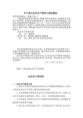 关于成立安全生产领导小组的通知(1)