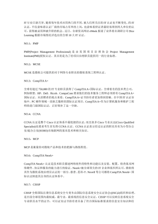 关于热门的IT认证