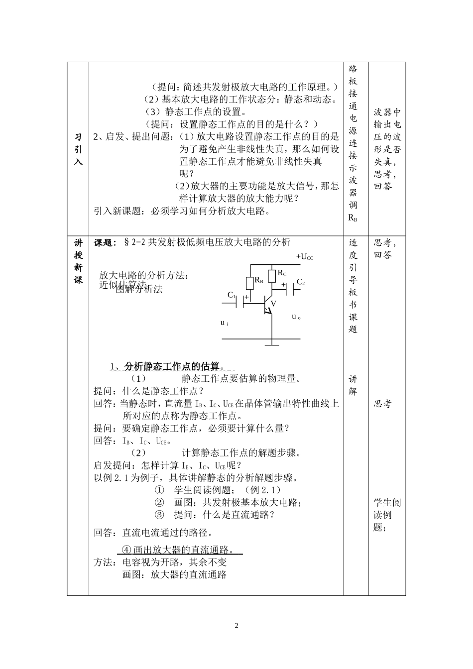 共射极基本放大电路分析教案_第2页