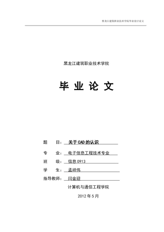 关于CAD的认识(论文)