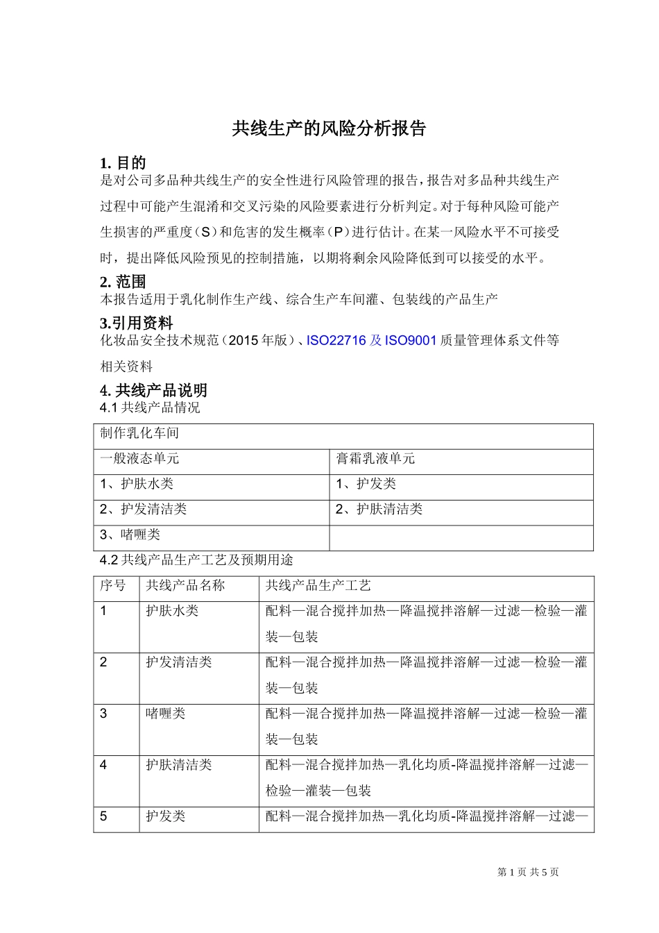 共线生产的风险分析报告_第1页