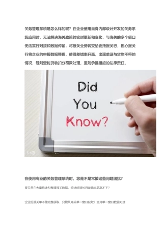 关务管理系统-你知道的还少