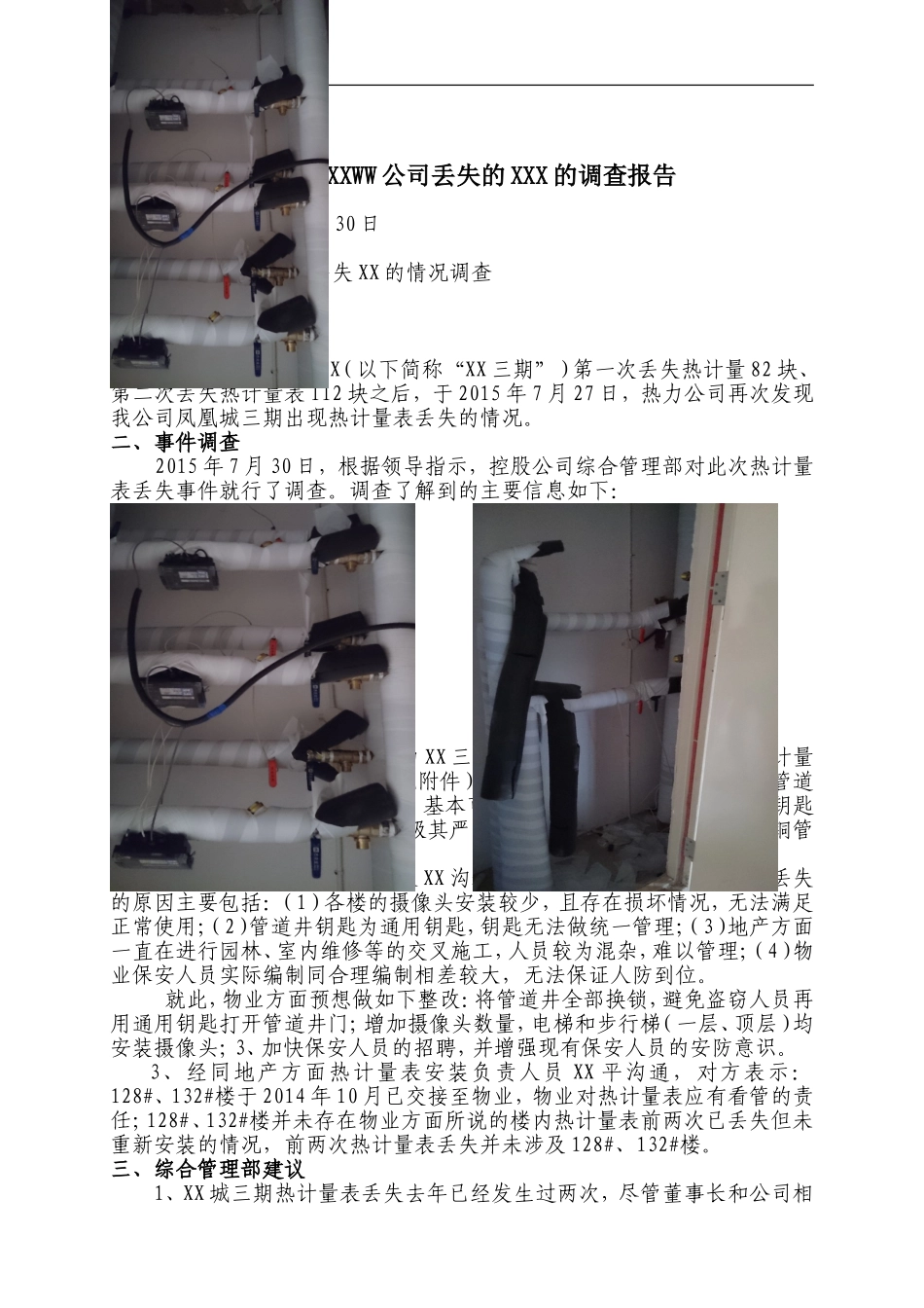关物品丢失的专项调查报告_第1页