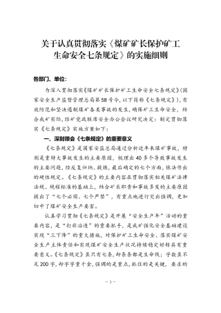 关于认真贯彻落实《煤矿矿长保护矿工生命安全七条规定》的实施细则-2