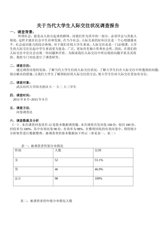 关于当代大学生人际交往状况调查报告