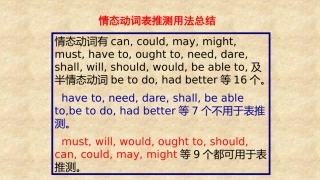 情态动词表推测用法总结考点比较