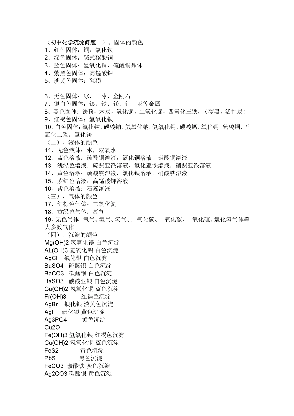 关于初中化学沉淀的总结_第1页