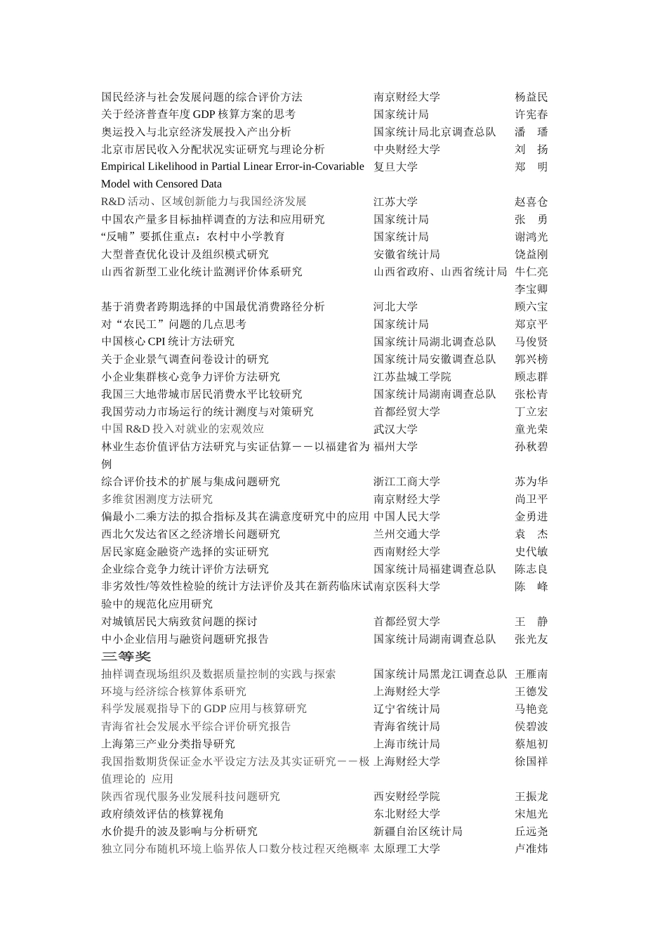 关于第八届全国统计科研优秀成果奖评选结果的通报_第2页