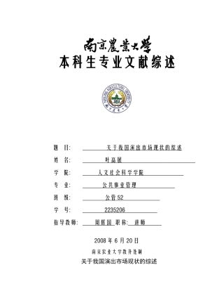 关于我国演出市场现状的综述