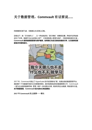 关于数据管理-Commvault有话要说……