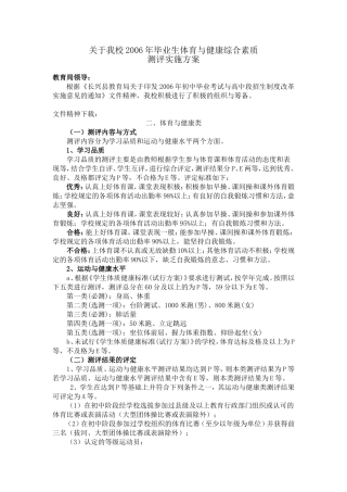 关于我校2006年毕业生体育与健康综合素质