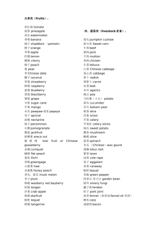 关于水果的英语单词