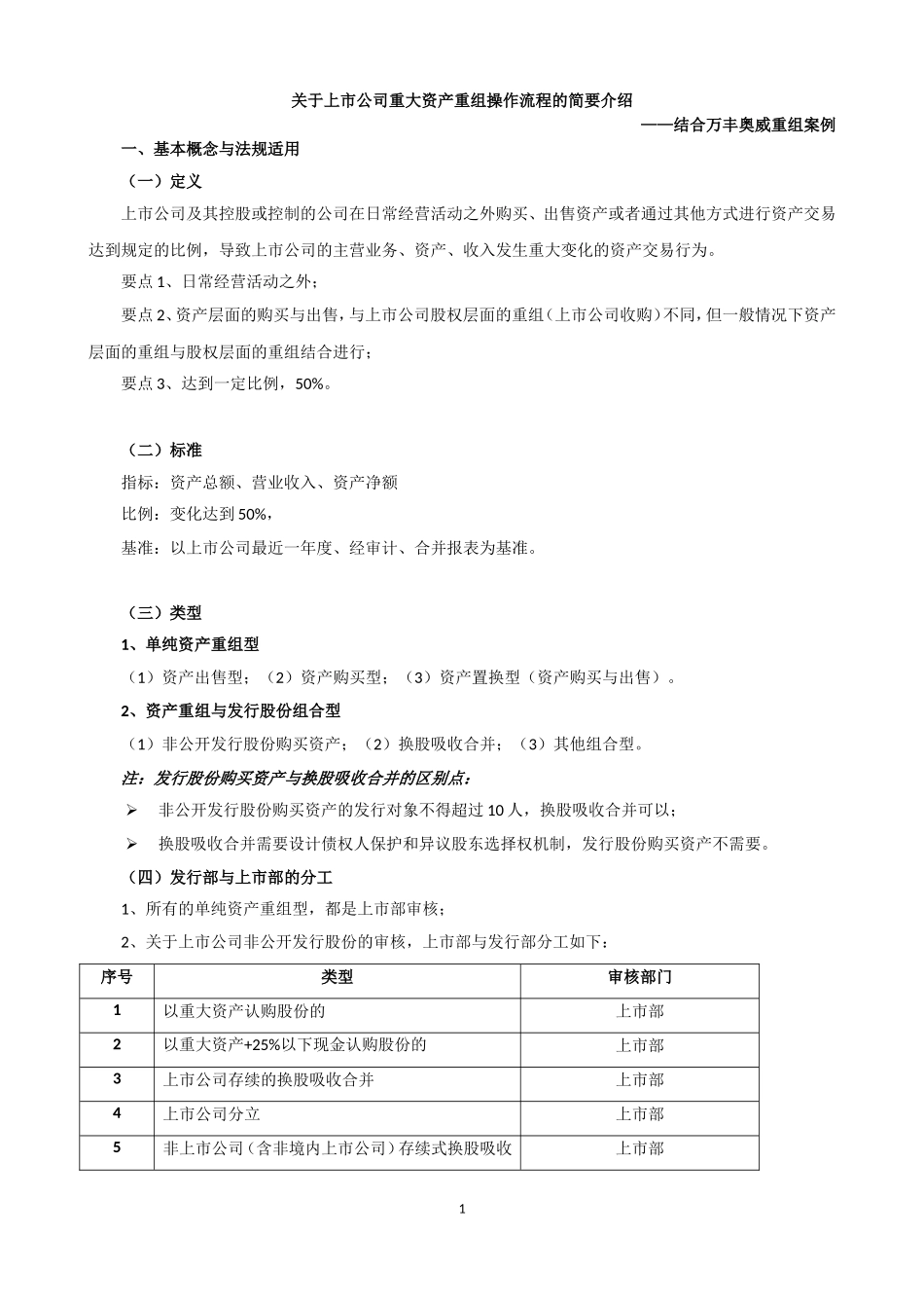 关于上市公司重大资产重组操作流程的简要介绍---投行部2011年中期会议课件2012.3.12最新修改_第1页