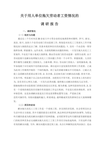 用人单位拖欠劳动者工资情况的