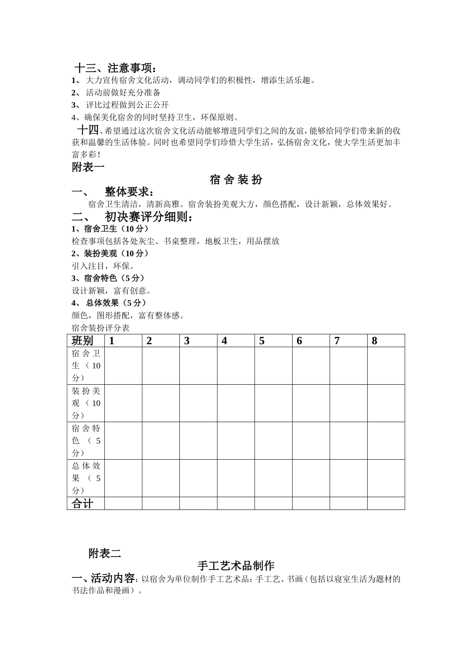 关于宿舍文化活动的方案(精确版520)_第2页