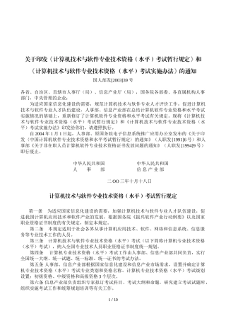 《计算机技术与软件专业技术资格(水平)考试暂行