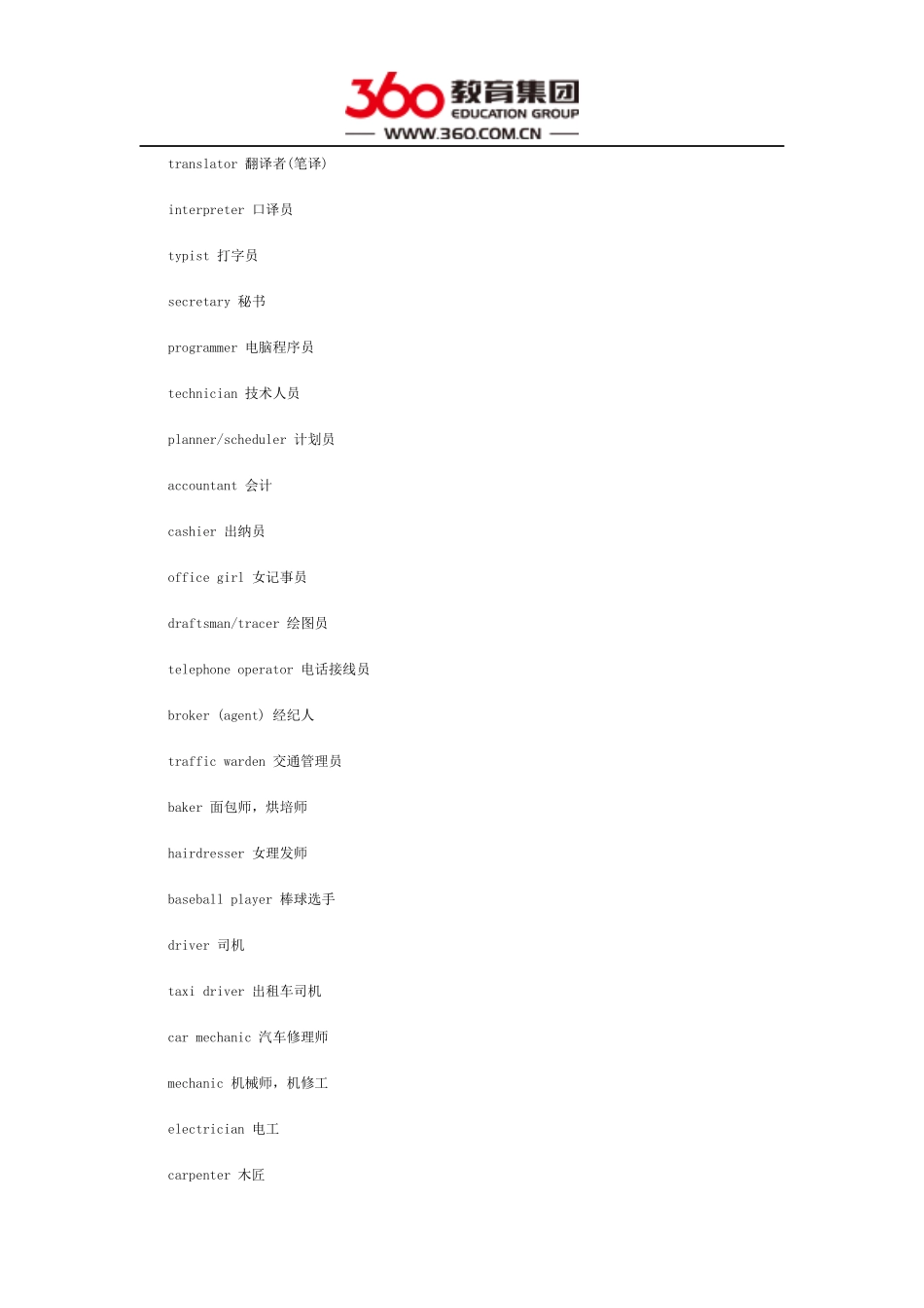 关于职业的常用词汇_第3页