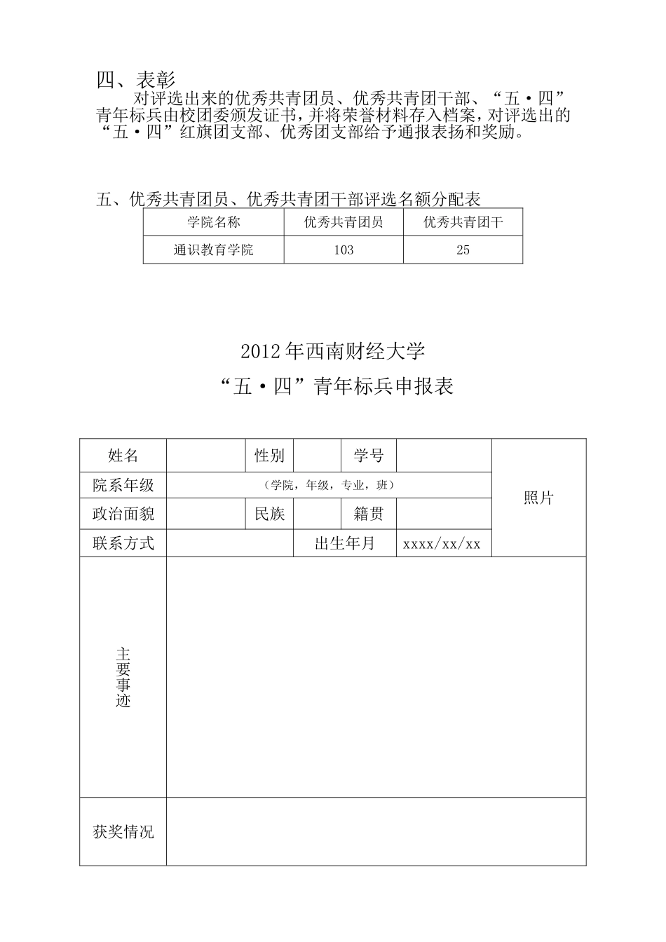 关于西南财经大学校团委2012年五四评优的通知_第3页