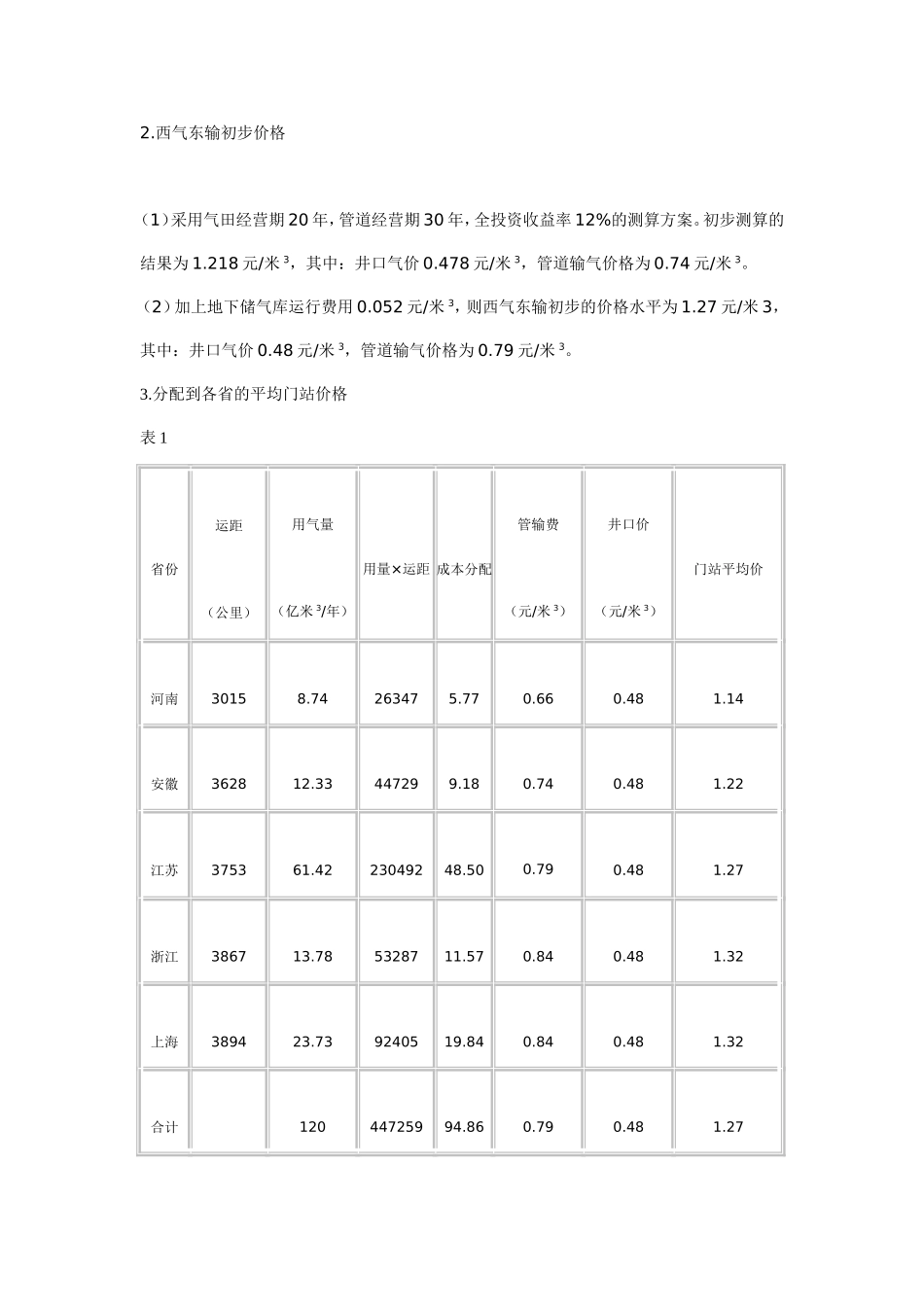 关于西气东输天然气价格研究_第3页