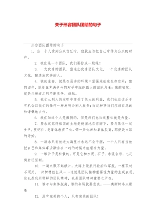 关于形容团队团结的句子