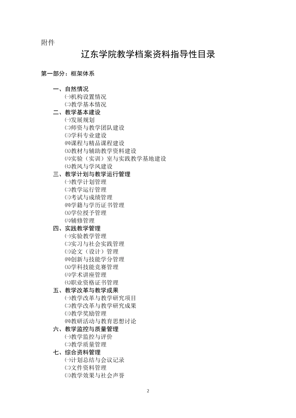 《辽东学院教学档案资料指导性目录》的通知_第2页