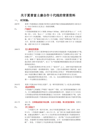 关于夏普富士康十代线的调查研究