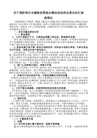 预防和打击腐败犯罪综合整治活动的自查自纠汇报