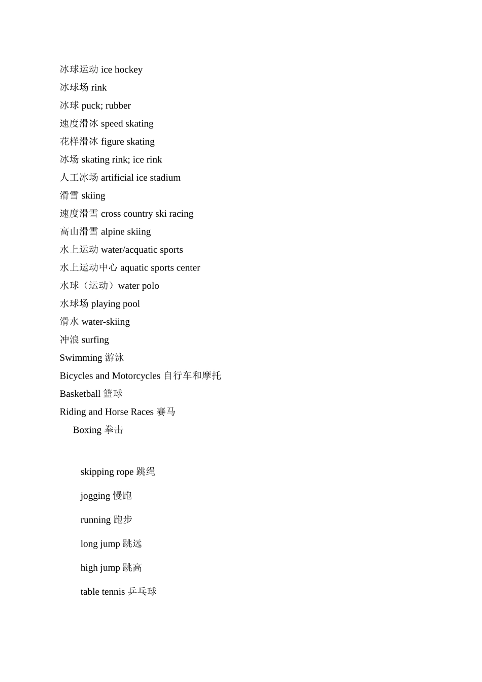 关于体育运动的英语单词_第2页