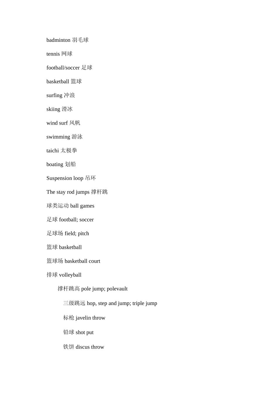 关于体育运动的英语单词_第3页