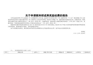关于申请教科研成果奖励经费的报告
