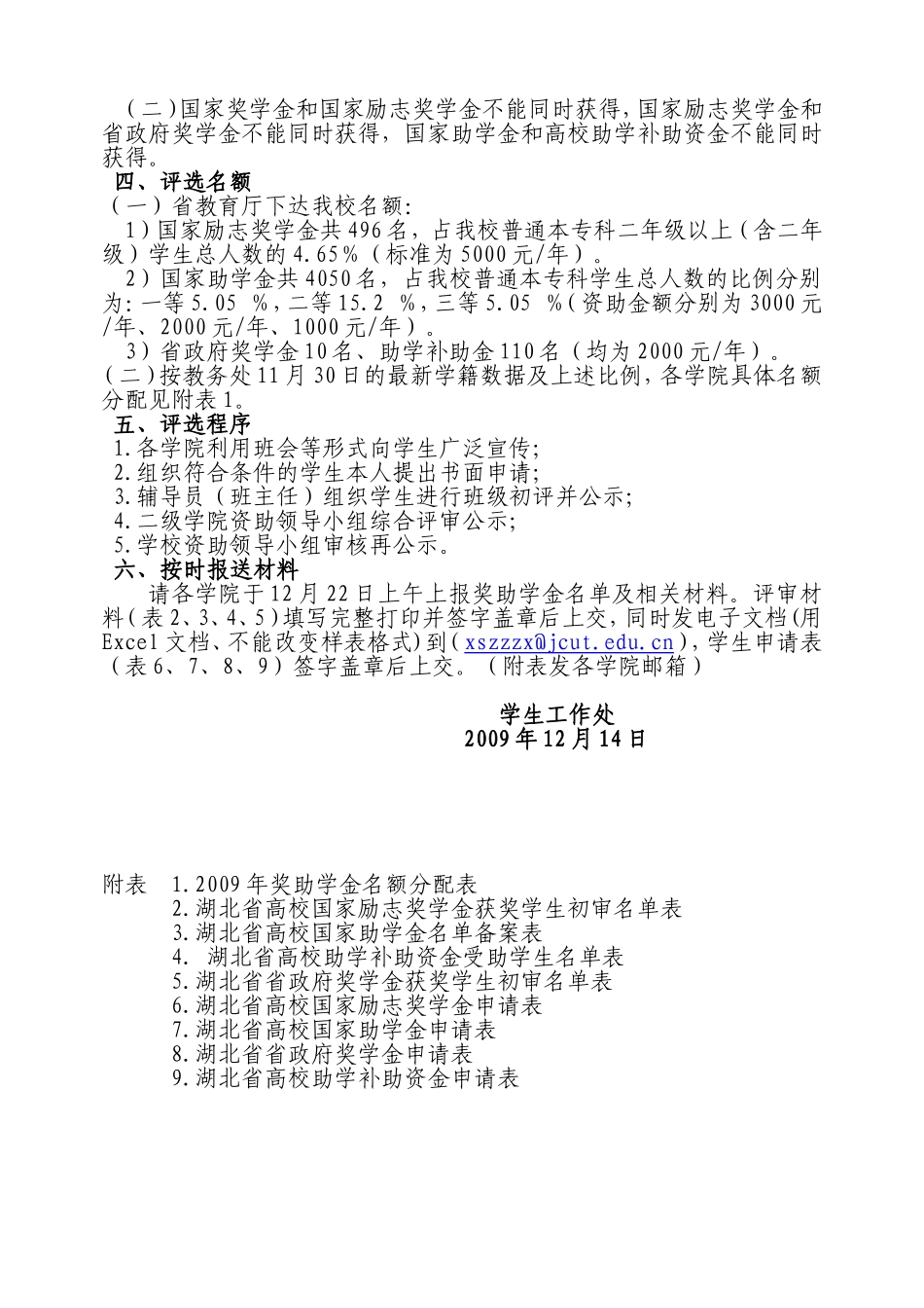 关于做好2009年奖助学金评审工作的通知_第2页