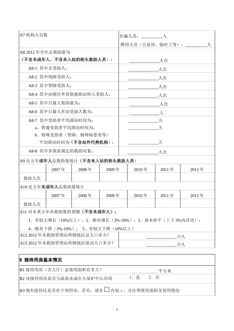 关于填报《流浪未成年人救助保护机构基础_第2页