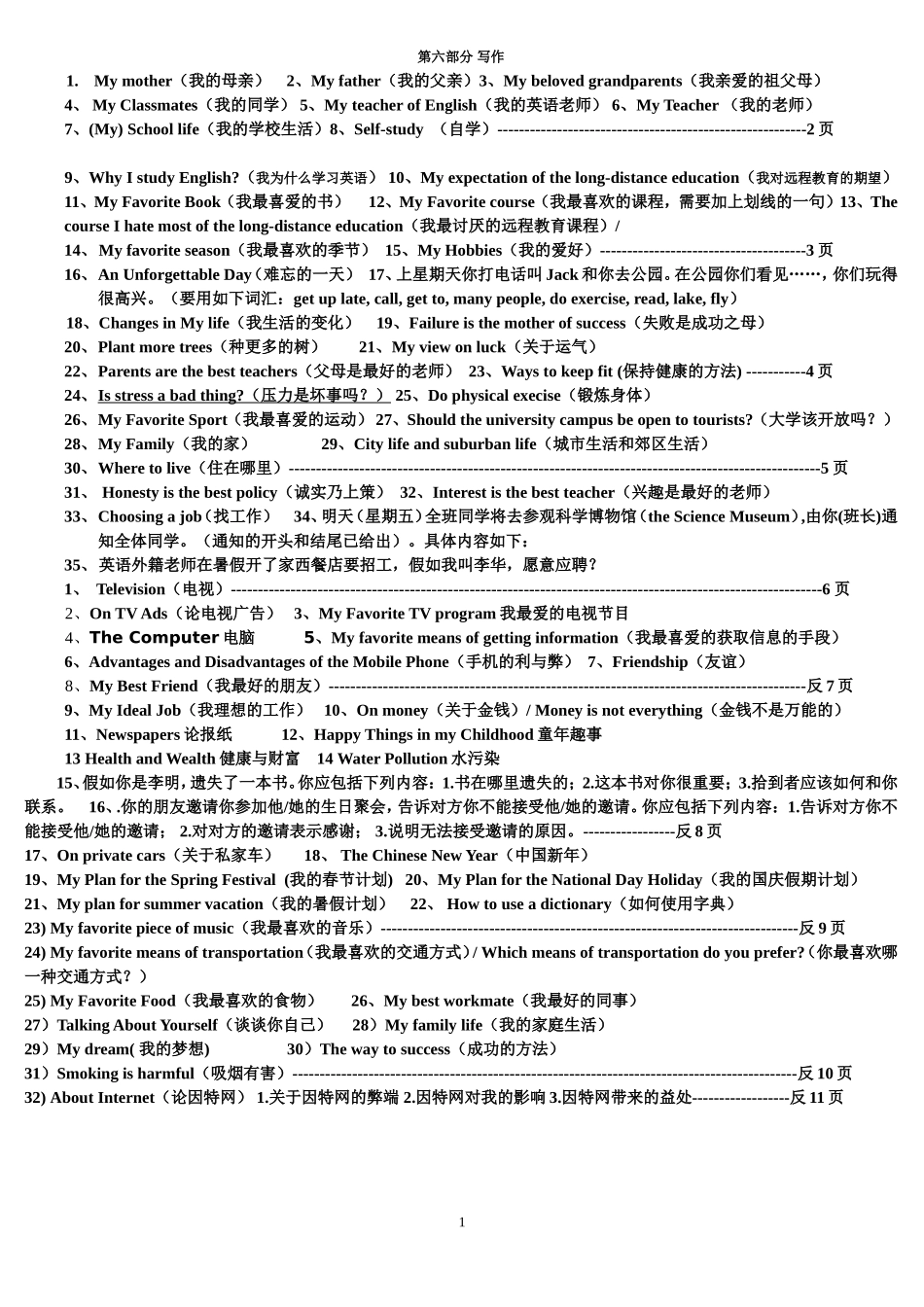 函授统考英语写作题库(大学英语B)_第1页