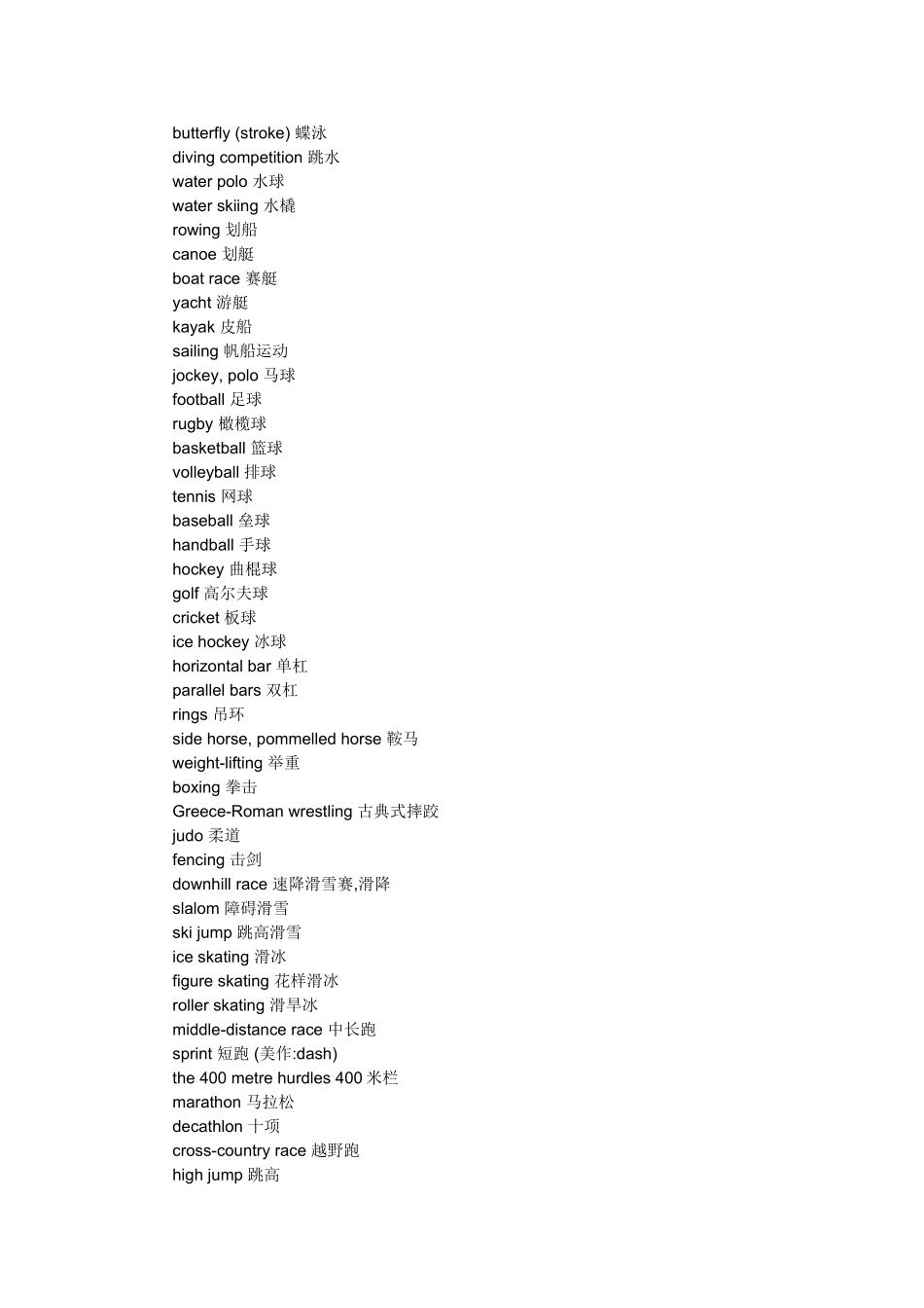 运动的英语单词_第3页