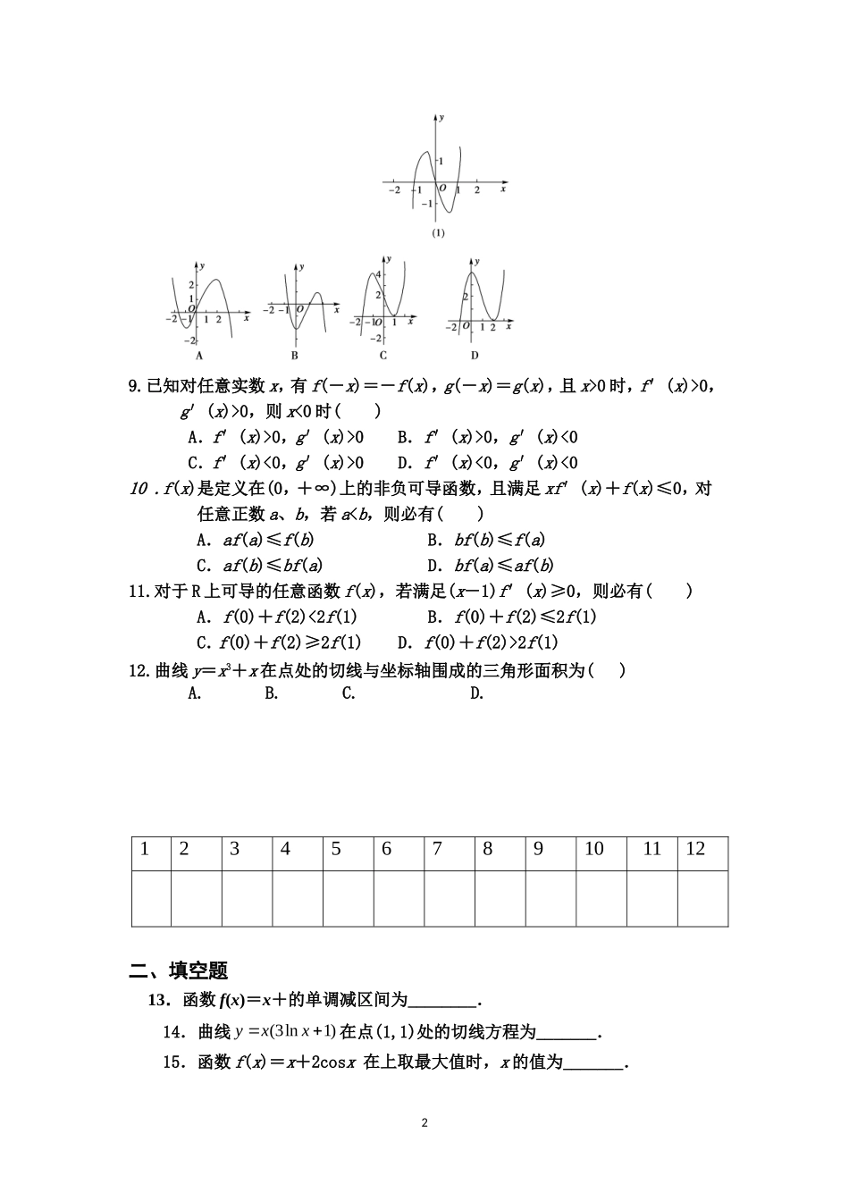 函数单调性与导数练习题含有答案(1)_第2页