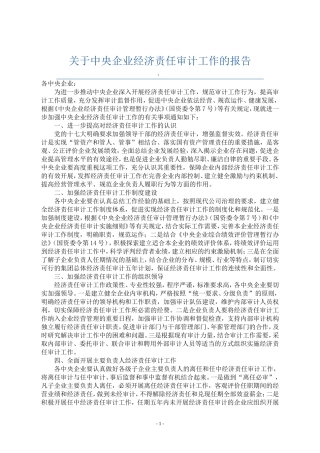 关于中央企业经济责任审计工作的报告