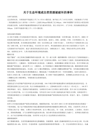 关于生态环境或自然资源被破坏的事例