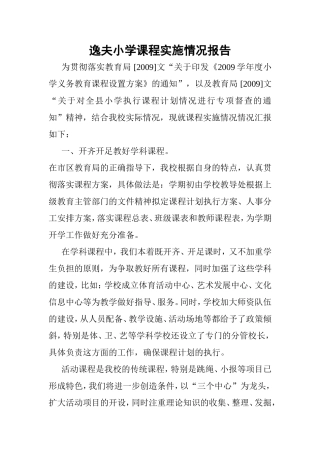 关于小学课程计划执行情况自查报告