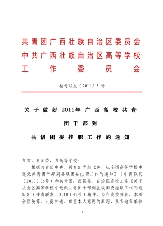 关于做好广西高校到县级团委挂职工作的通知(电子稿)